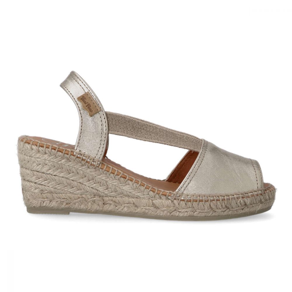 TONI PONS Sandalia alpargata piel mujer TON TEIDE-P PLATINO