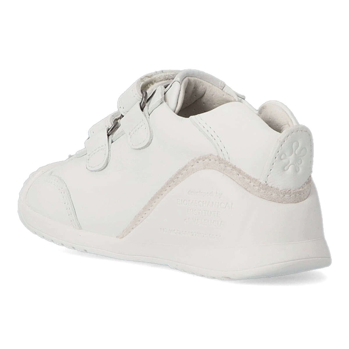 Baskets Biomecanics En Cuir Blanc - Premier Pas Enfant, Semelle Plate, Doublure Respirante, Conception Ergonomique