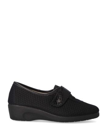 DEVALVERDE Zapatilla cómoda cuña mujer VAL 754 NEGRO