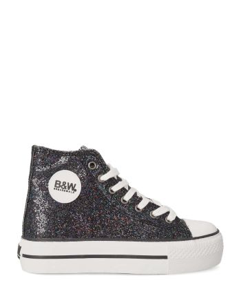 BREAK&WALK Sneakers glitter negro doble piso 