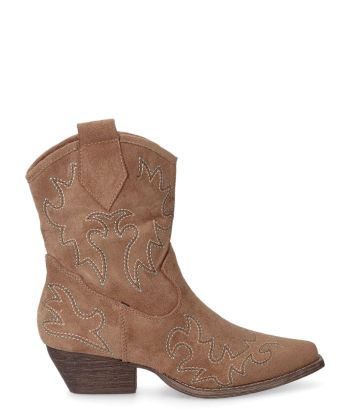 BUONAROTTI Botines cowboy camel bordado