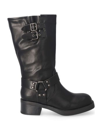 VVNN Bota motera biker cremallera mujer