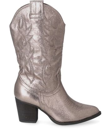 BUONAROTTI Bota cowboy metalizada mujer