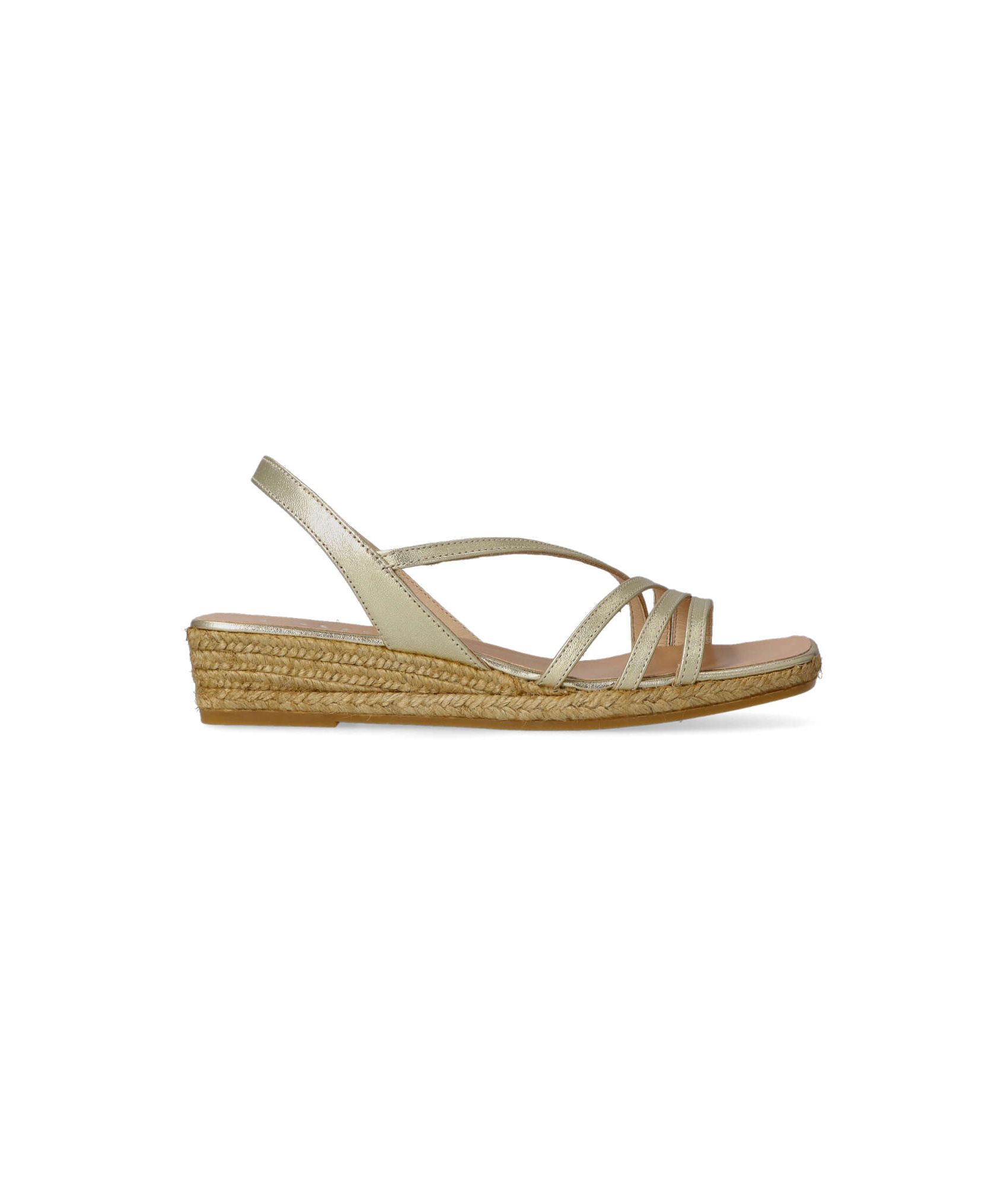 Sandalias De Cuña Gaimo 'Copita' - Piel Beige (Tacón 5cm, Hebilla En Tobillo)