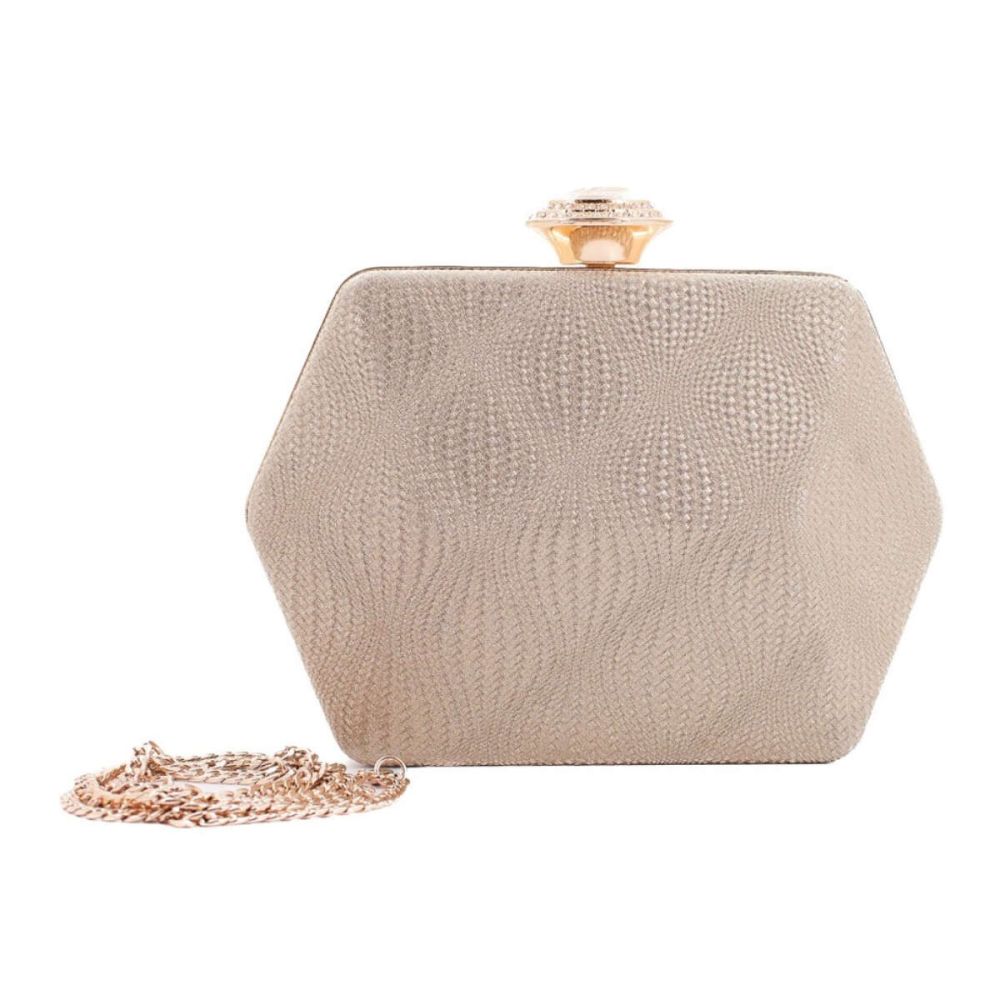 MENBUR Bolso fiesta geometrico glitter oro