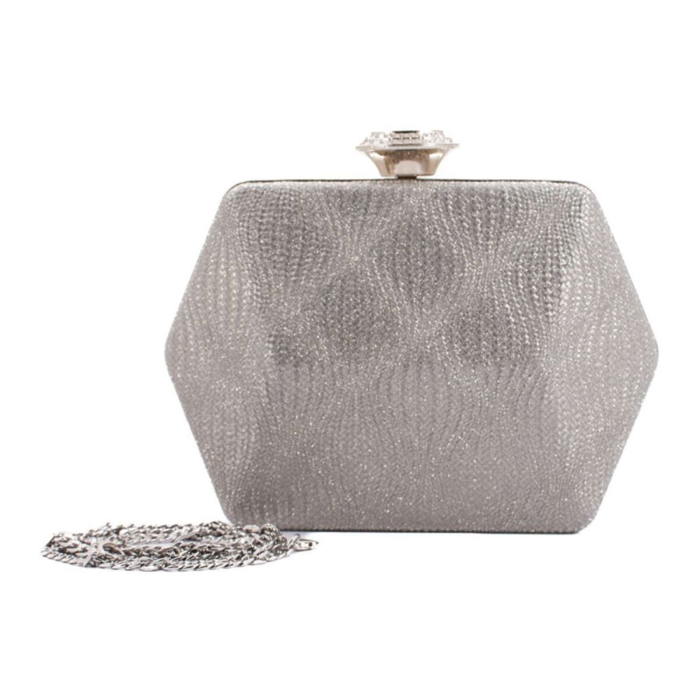 MENBUR Bolso fiesta glitter plata mujer