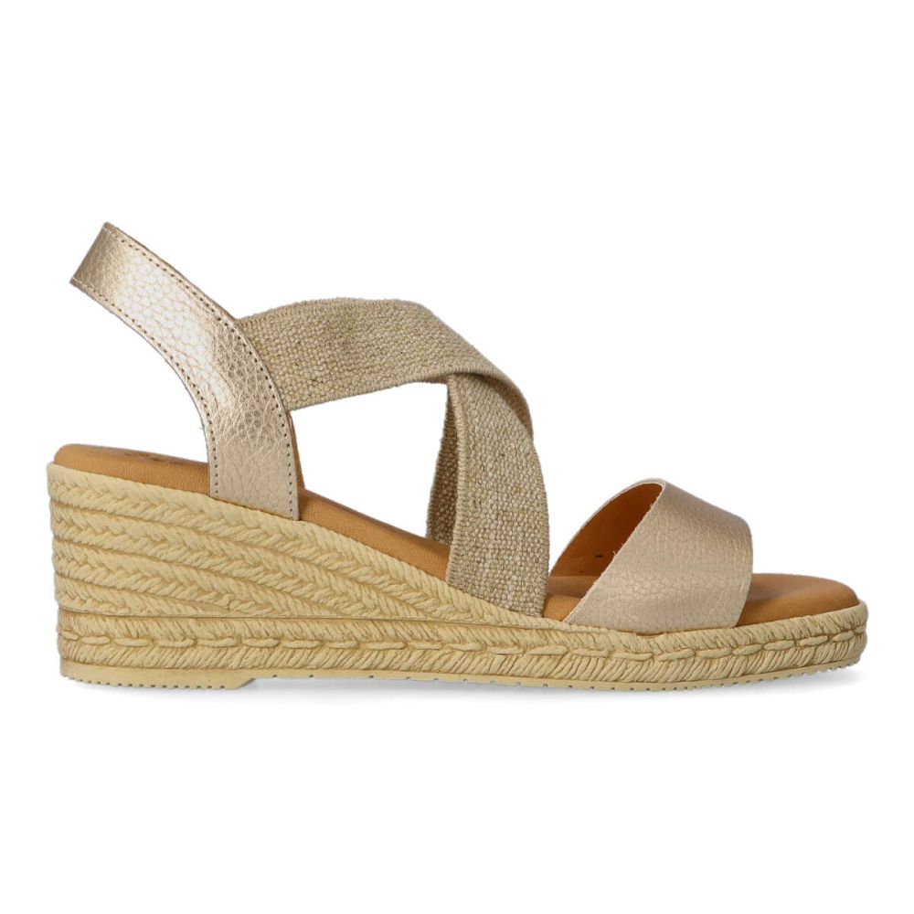KAOLA Sandalia piel cuña efecto yute