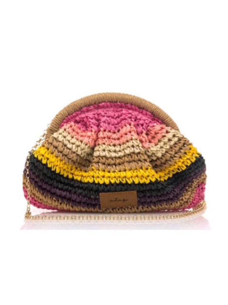 MTNG Bolso de mano rafia asa cadena