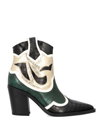 VANESSA Botines cowboy verde oro