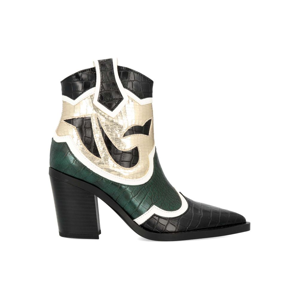 VANESSA Botines cowboy verde oro