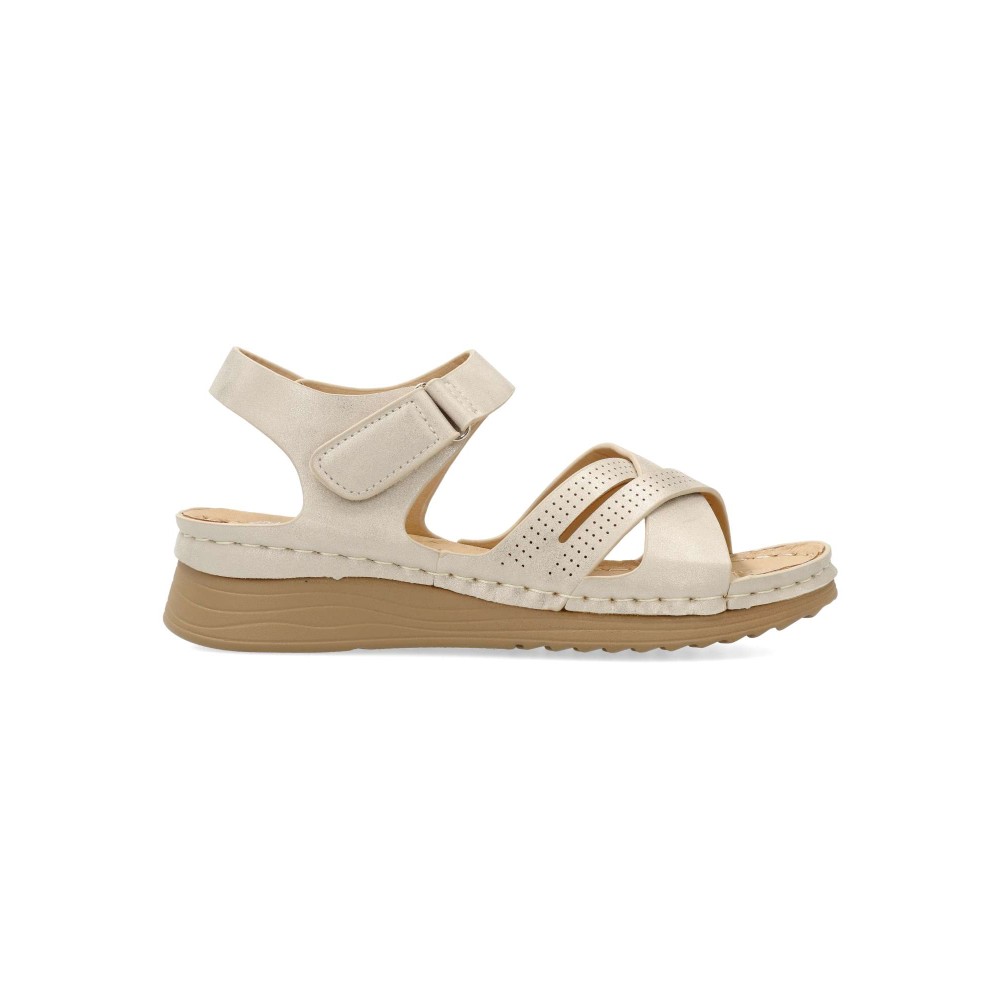 VVNN Sandalia confort metalizada tiras cruzadas