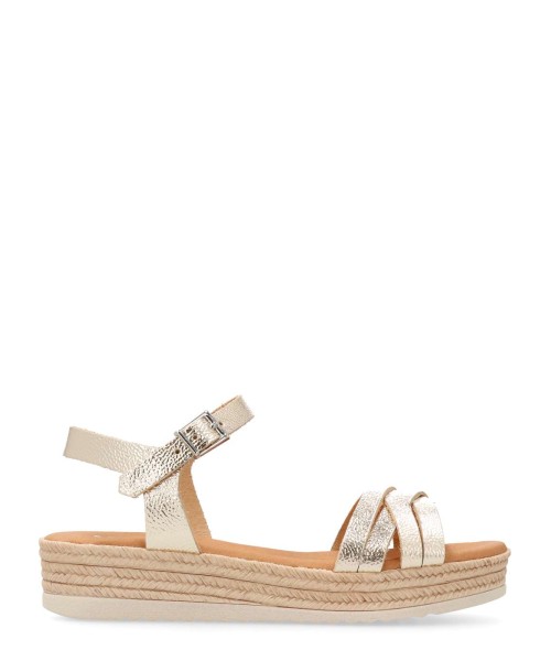 VANESSA Sandalia tiras piel metalizada mujer