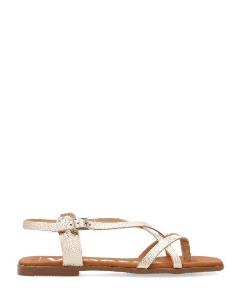 VANESSA Sandalia plana piel metalizada confort