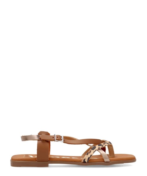 VANESSA Sandalia plana tiras print leopardo