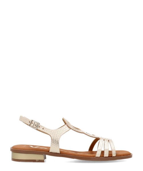 VANESSA Sandalia piel metalizada hebilla