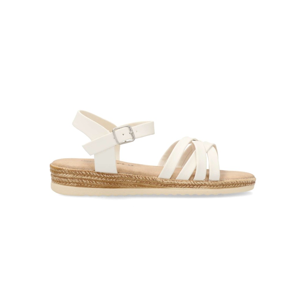 PEKES Sandalia efecto yute tiras blancas