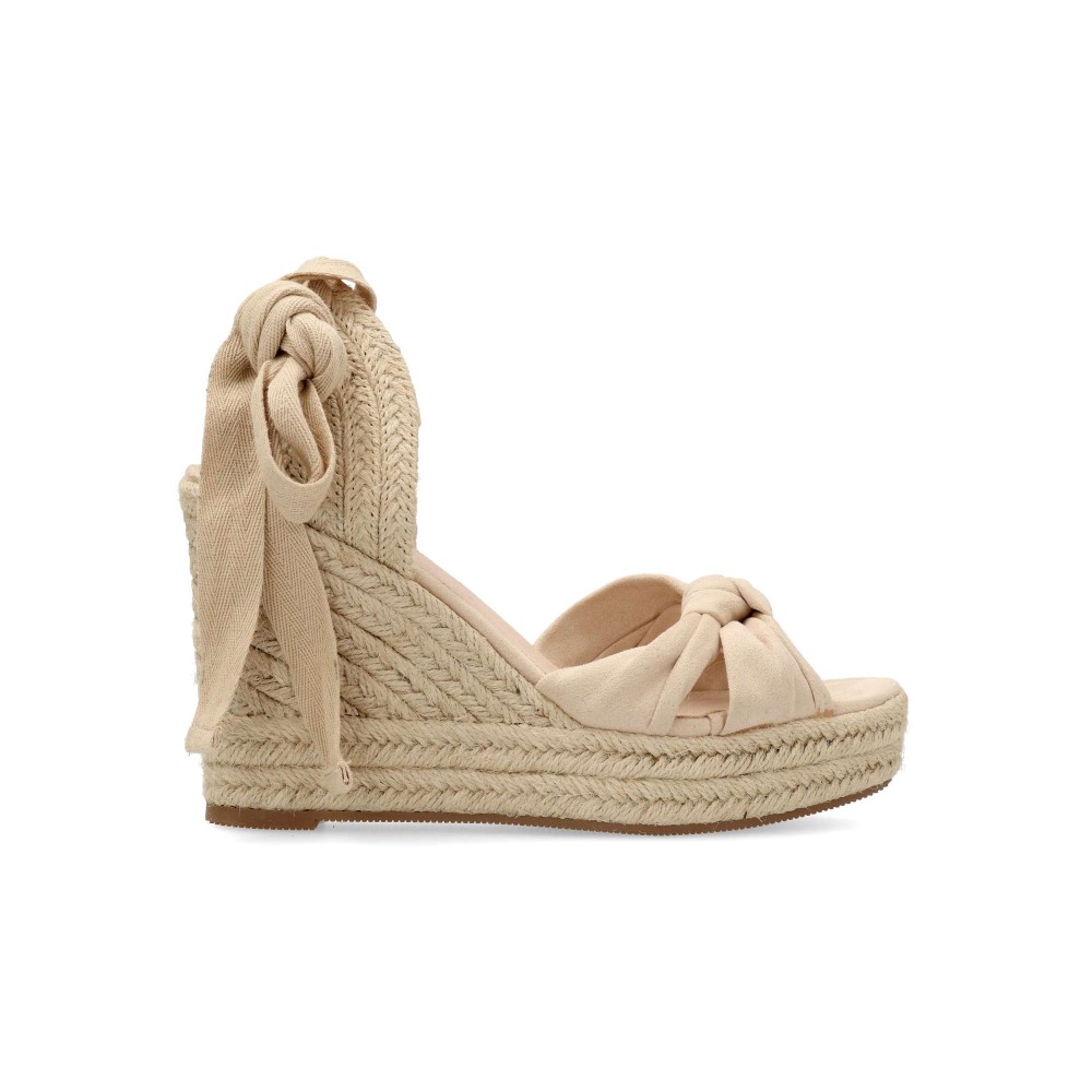 VANESSA Sandalia esparto cuña alta cintas mujer