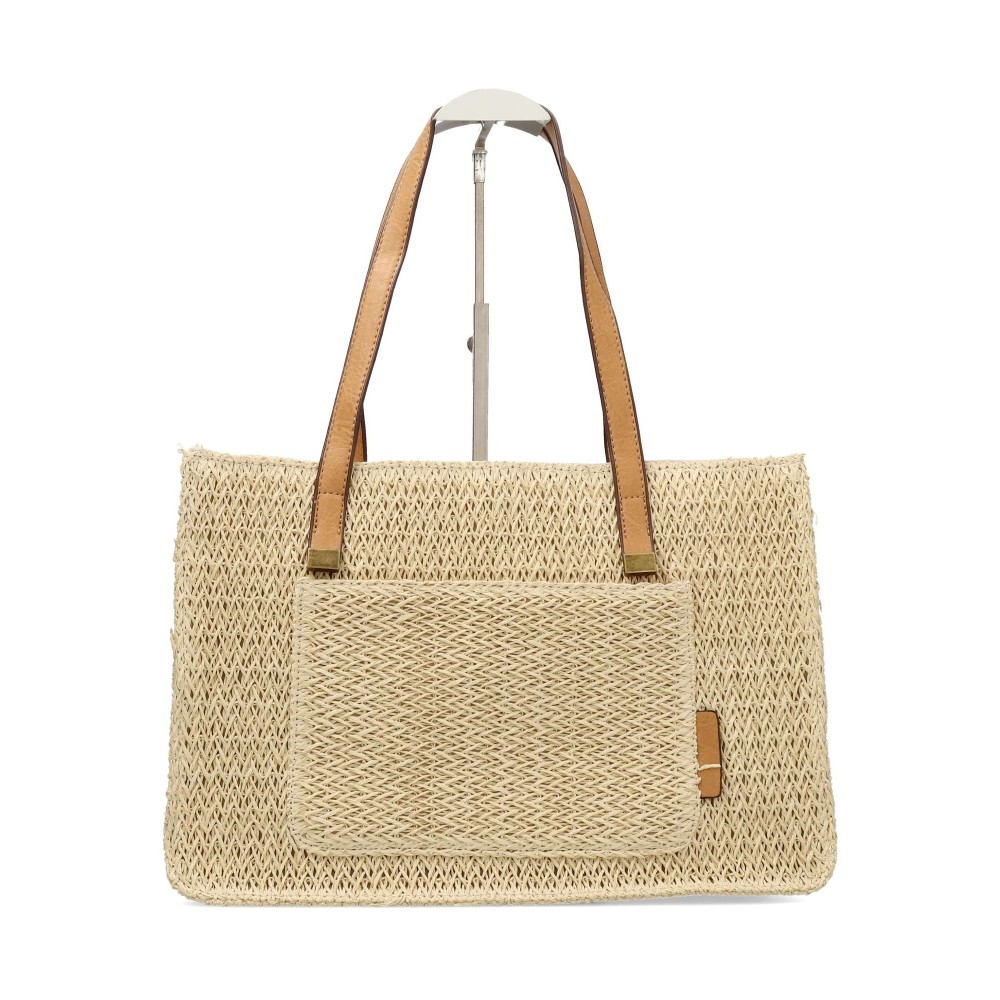 MAC & NOA Bolso de hombro rafia beige