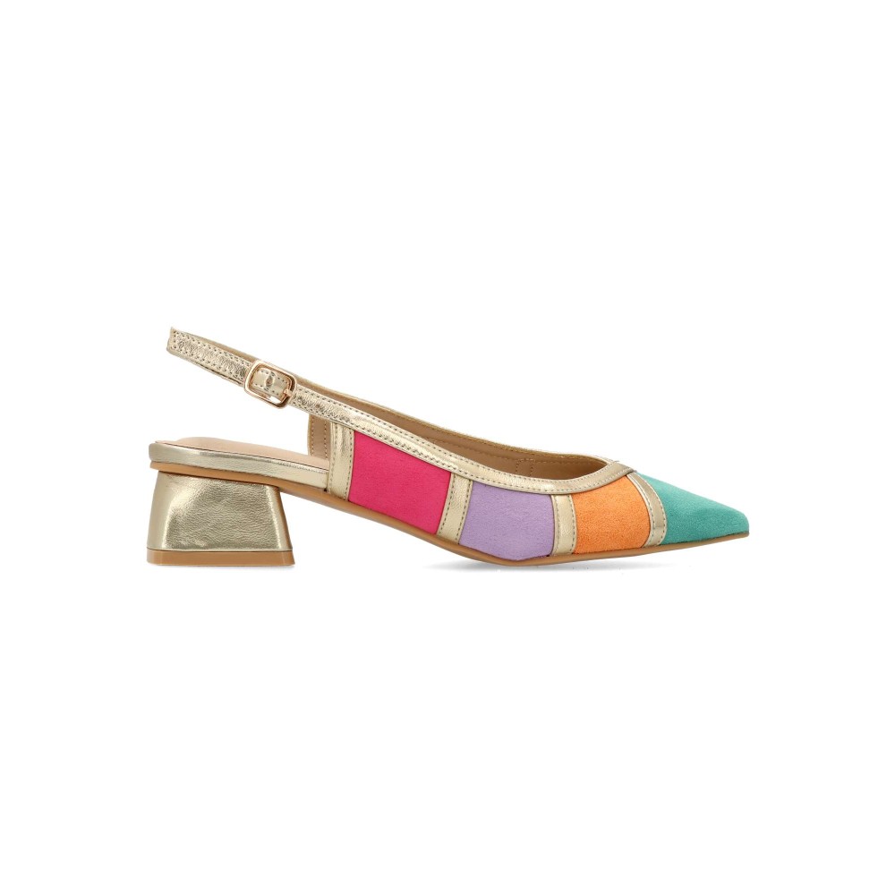 BUONAROTTI Zapato salón multicolor tacón bajo