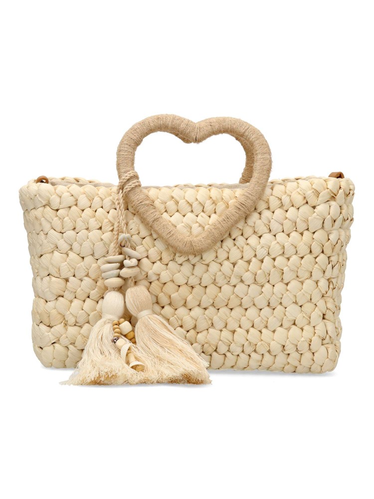 NOA IRE Bolso de mano rafia beige mujer