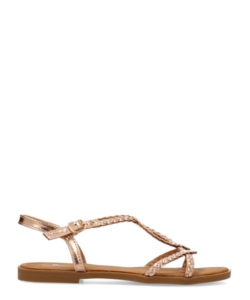 VVNN Sandalia trenzada plana mujer