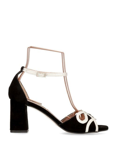 EZZIO Sandalia fiesta terciopelo piel confort