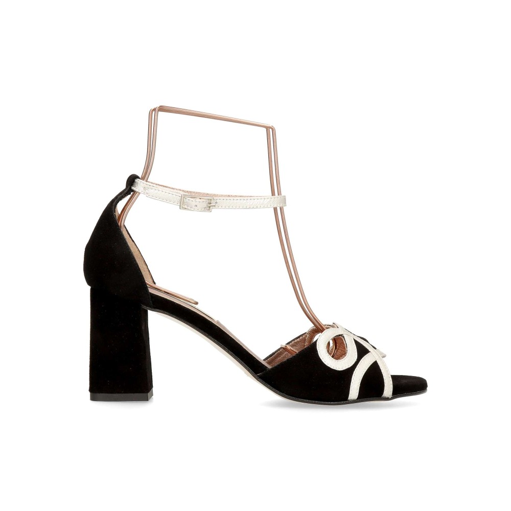 EZZIO Sandalia fiesta terciopelo piel confort