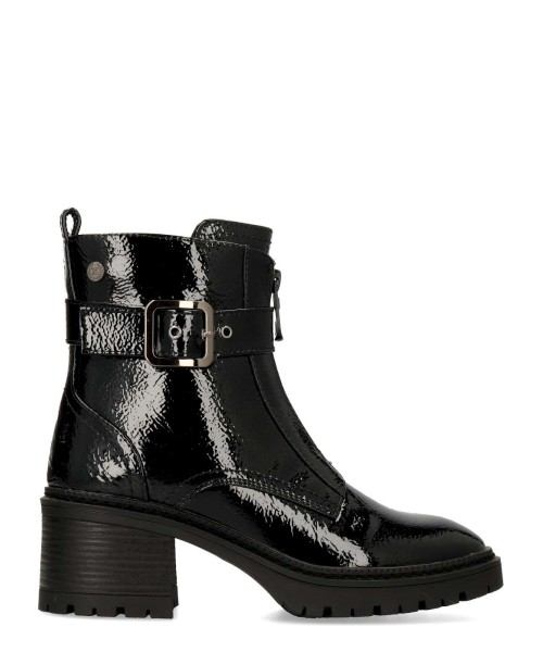 XTI Botines charol tacón ancho vegano