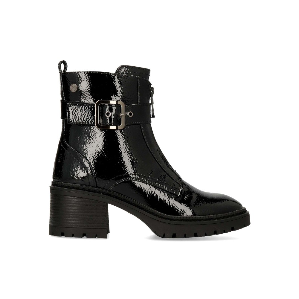 XTI Botines charol tacón ancho vegano