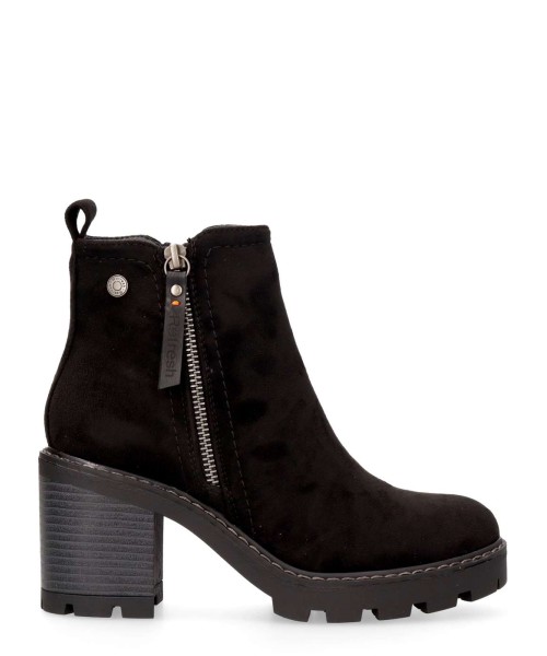 REFRESH Botines tacón ancho antelina vegano