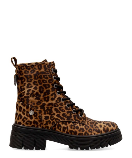 REFRESH Bota militar print leopardo mujer
