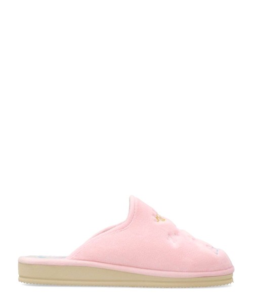 NATALIA Zapatilla de casa frase bordada parquet