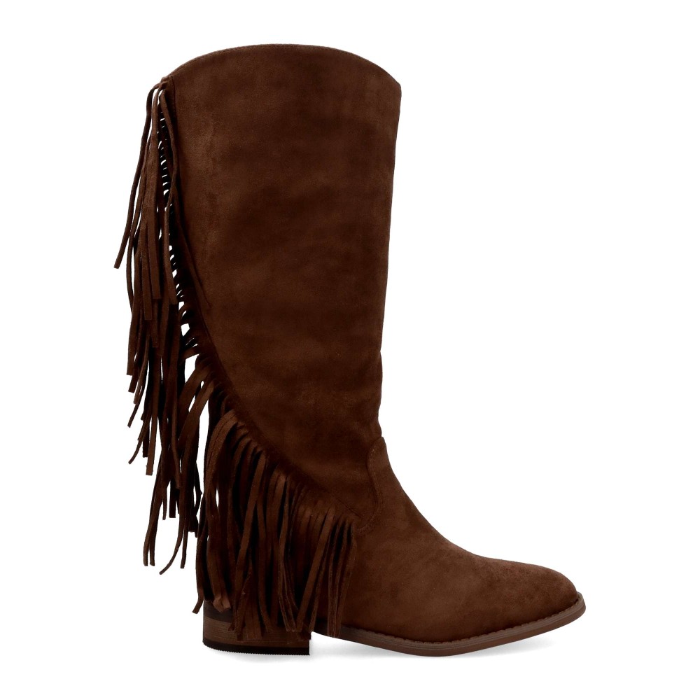 BUONAROTTI Bota alta flecos confort mujer