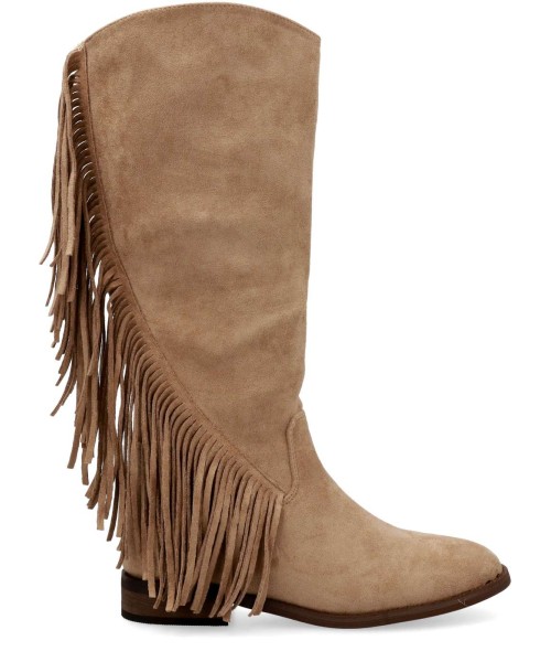 BUONAROTTI Bota alta plana confort flecos