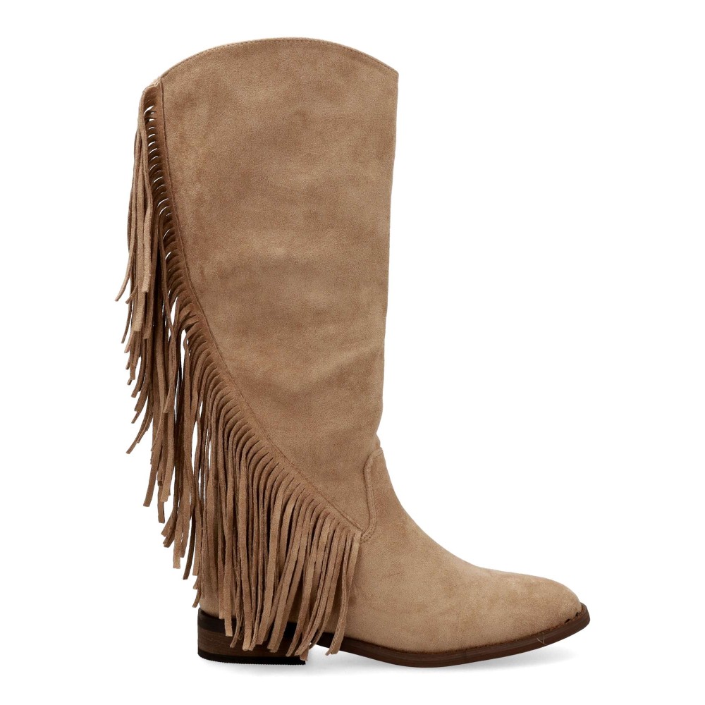 BUONAROTTI Bota alta plana confort flecos