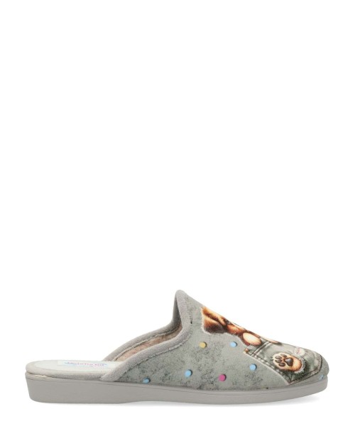 NATALIA Zapatilla de casa plana comfort perrito