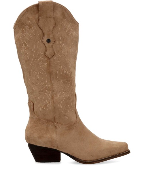 BUONAROTTI Bota cowboy textil antelina confort