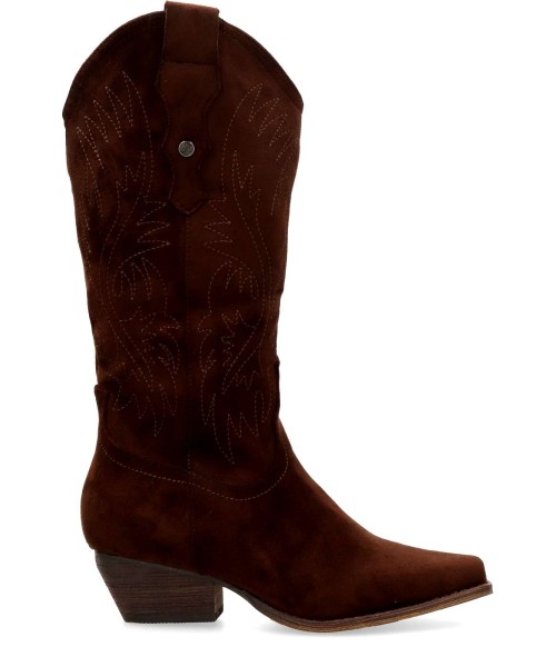 BUONAROTTI Bota cowboy textil antelina mujer
