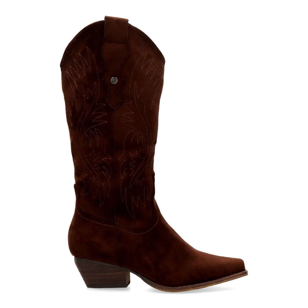 BUONAROTTI Bota cowboy textil antelina mujer