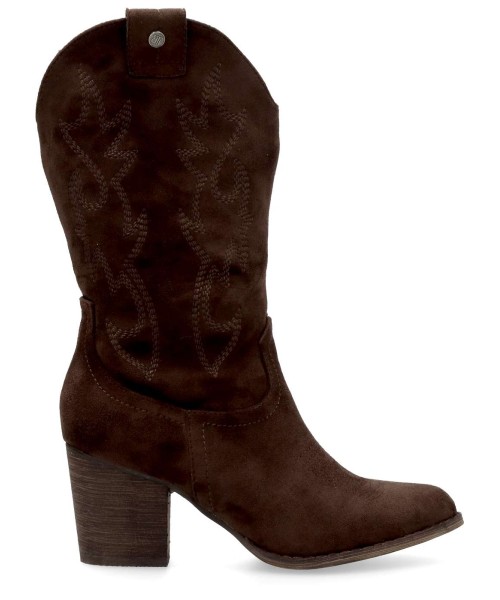 BUONAROTTI Botín cowboy antelina mujer bordado