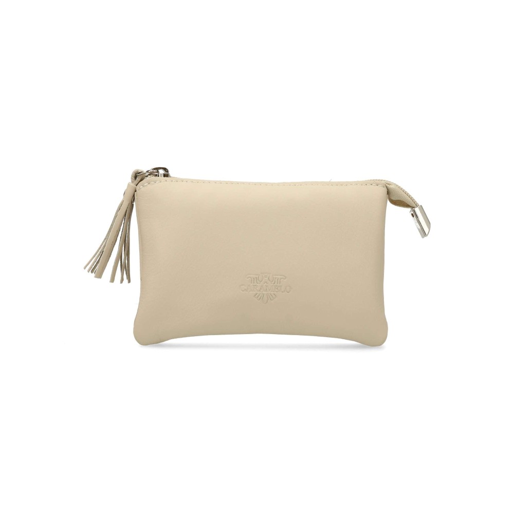 CARAMELO Monedero cremallera piel napa confort