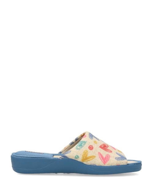 DEVALVERDE Zapatilla de casa estampado corazones