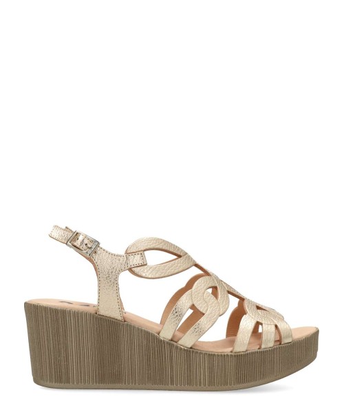 24 HRS Sandalia confort piel metalizada mujer