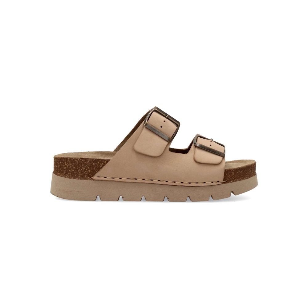 WALK&FLY Sandalia bio piel confort hebillas