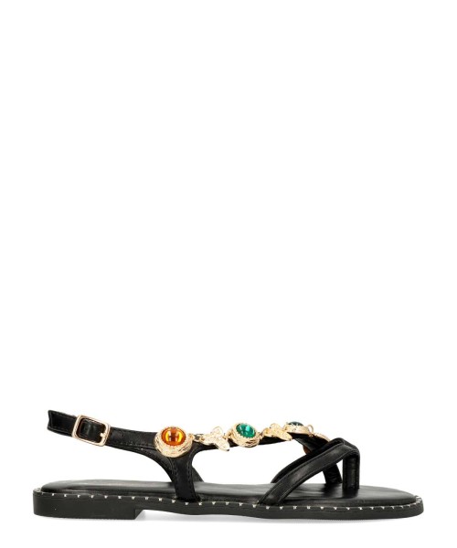 ISTERIA Sandalia plana pedrería mujer