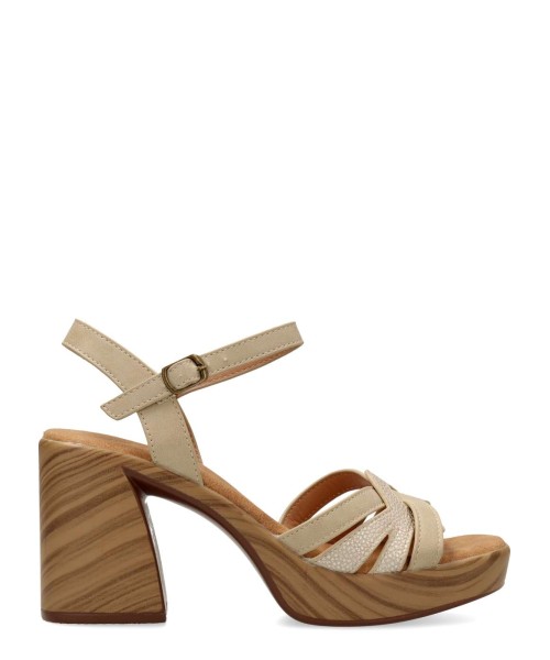 VANESSA Sandalia tacón ancho efecto madera