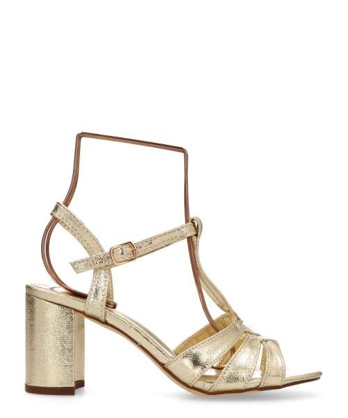 BUONAROTTI Sandalia fiesta metalizada tacón ancho