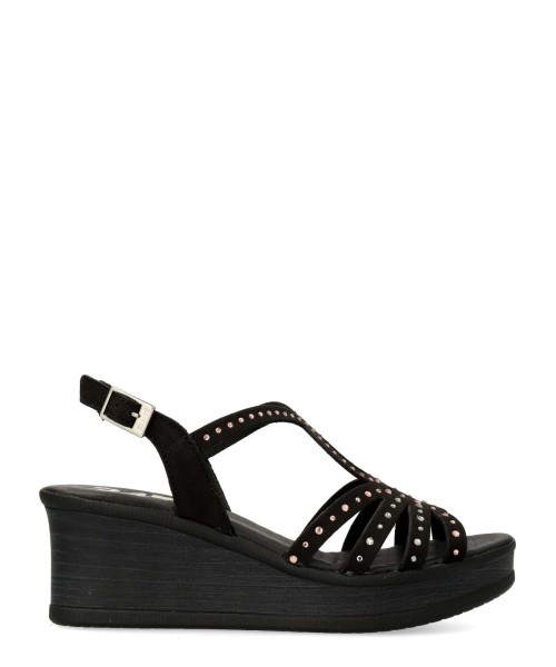 24 HRS Sandalia tiras piel confort cuña mujer