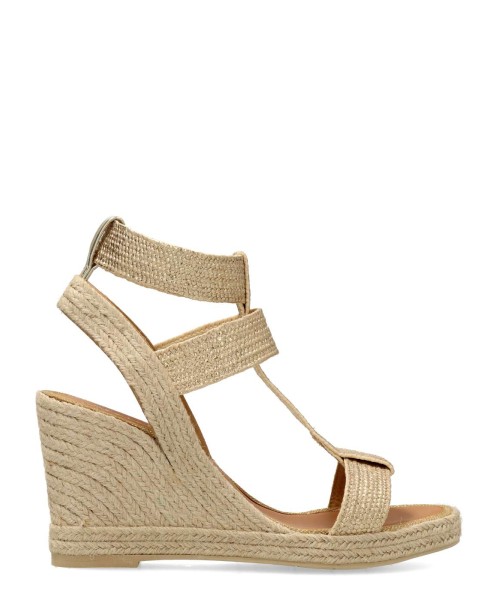 CASTELLER Alpargata cuña alta rafia metalizada