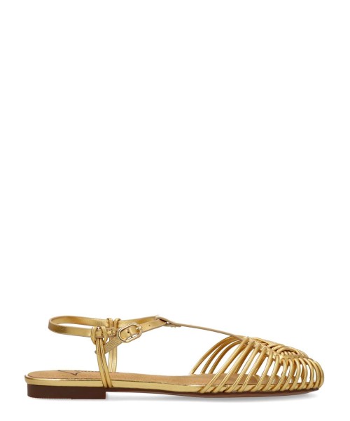 VANESSA Sandalia romana plana metalizada mujer